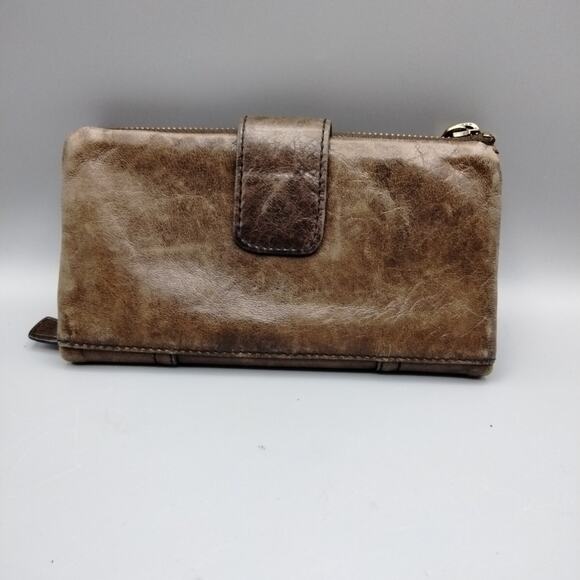 Fossil Long Live Vintage 1954 Wallet Lamb Hide Leather Brown Bi-fold Top Zip - Picture 2 of 8